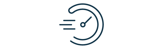 line icon of a speedometer dial showing high speed