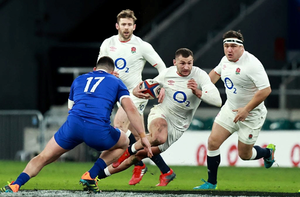 Rugby Guys About to be Tackled